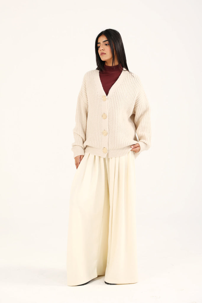 CASHMERE HANDFEEL CHUNKY KNIT CARDIGAN