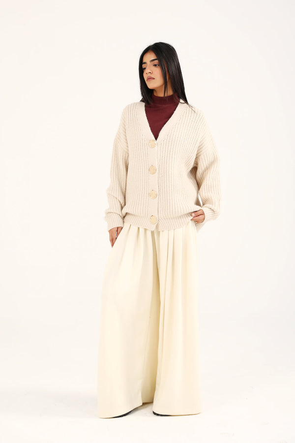 CASHMERE HANDFEEL CHUNKY KNIT CARDIGAN