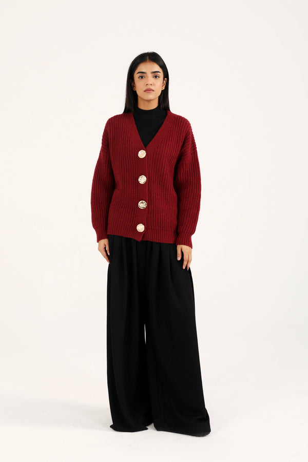 CASHMERE HANDFEEL CHUNKY KNIT CARDIGAN